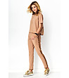 Комплект от блуза и панталон в цвят капучино с кафяви кантове Bibiana-0 снимка