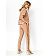 Комплект от блуза и панталон в цвят капучино с кафяви кантове Bibiana-1 снимка