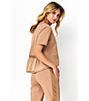 Комплект от блуза и панталон в цвят капучино с кафяви кантове Bibiana-3 снимка