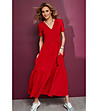 Памучна дълга рокля в червено Reli-0 снимка