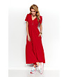 Памучна дълга рокля в червено Reli-2 снимка