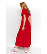 Памучна дълга рокля в червено Reli-3 снимка