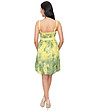 Памучна рокля в преливащи зелено и жълто-4 снимка
