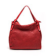 Червена дамска чанта с релеф-1 снимка