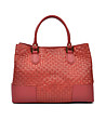 Червена дамска кожена чанта Violeta-1 снимка