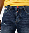 Сини памучни мъжки дънкови къси панталони-2 снимка