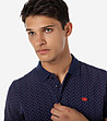 Памучна тъмносиня мъжка блуза с принт-3 снимка