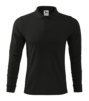 Мъжка памучна блуза с дълги ръкави в черно снимка