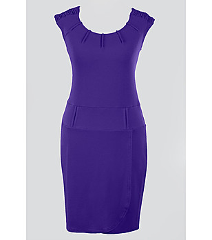 Лилава рокля с къси ръкави Abigail снимка