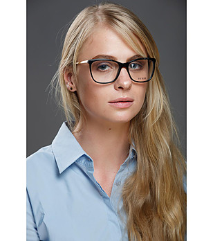Черни рамки за очила със златисти дръжки снимка