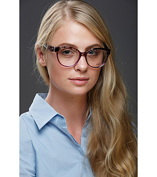 Лилави дамски рамки за очила с принт в горната част снимка