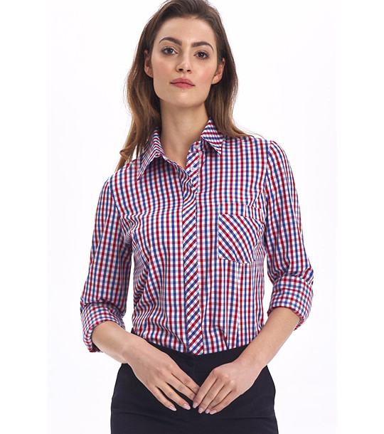 Карирана дамска риза в бяло, синьо и червено Merina снимка
