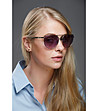 Златисти дамски слънчеви очила с лилави лещи-0 снимка