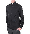 Черна мъжка памучна риза с дълги ръкави-2 снимка
