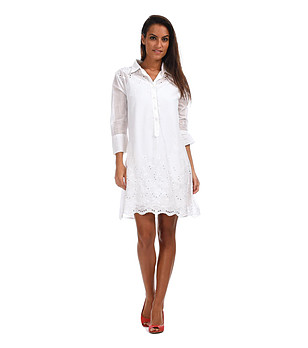 Бяла памучна рокля Elouise снимка