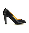 Черни дамски кожени обувки с отворени пръсти-0 снимка