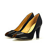 Черни дамски кожени обувки с отворени пръсти-3 снимка
