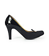 Черни дамски кожени обувки на ток-0 снимка