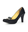 Черни дамски кожени обувки на ток-2 снимка