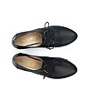 Черни дамски кожени обувки с връзки-1 снимка