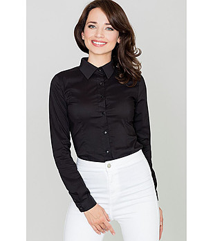 Черна боди-риза с панделка Zoe снимка