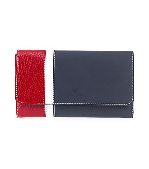 Дамски портфейл в червен, бял и син цвят снимка