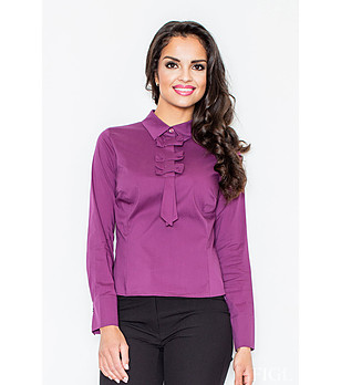 Дамска блуза в лилав нюанс с панделки Roxana снимка