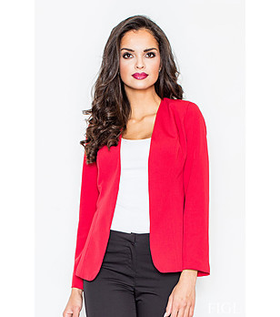 Дамско червено сако без закопчаване Aniela снимка