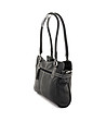 Черна дамска кожена чанта с катинарче-1 снимка