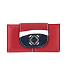 Червен дамски кожен портфейл с метално лого-0 снимка