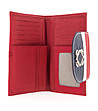 Кожен дамски червен портфейл с метално лого-1 снимка