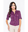 Дамска памучна риза в лилав нюанс с къдрички Sharon-0 снимка
