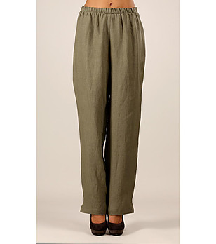 Ленен дамски панталон в цвят каки Bruyere снимка