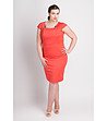 Оранжева рокля с нестандартно деколте-0 снимка