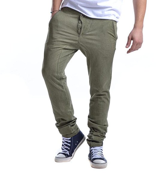 Мъжки памучен панталон в цвят каки снимка