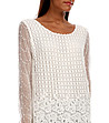 Бяла дамска блуза Emy с ажурена плетка-3 снимка