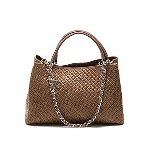 Дамска кожена чанта в цвят таупе Aileen снимка