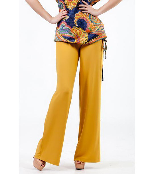 Дамски панталон в цвят горчица снимка