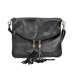 Черна кожена дамска чанта за рамо Marana снимка
