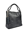 Черна кожена дамска чанта Daria -2 снимка