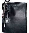 Черна кожена дамска чанта Daria -3 снимка