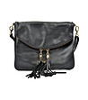 Черна кожена дамска чанта за рамо Marana-0 снимка