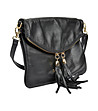 Черна кожена дамска чанта за рамо Marana-2 снимка