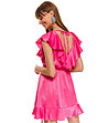 Розова рокля с лъскав ефект Selena-1 снимка