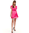 Розова рокля с лъскав ефект Selena-3 снимка
