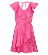 Розова рокля с лъскав ефект Selena-4 снимка
