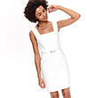 Бяла рокля без ръкави Elrica-4 снимка