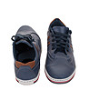 Сини кожени мъжки обувки с детайли в кафяво-2 снимка