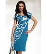 Синя рокля с контрастна декорация-0 снимка