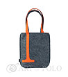 Сива дамска чанта с оранжеви детайли-0 снимка